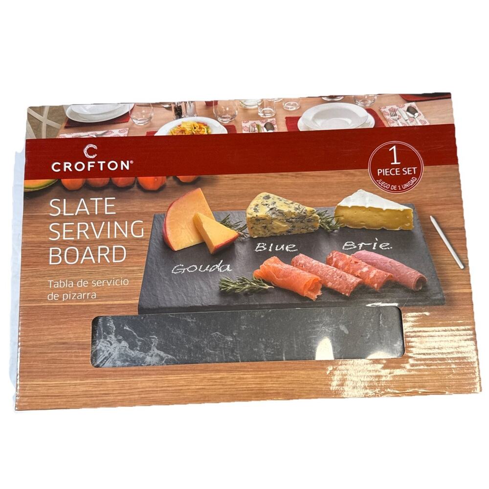 Crofton Slate Serving Board 12 X 8, Includes: Chalk Writing Pencil Charcuterie